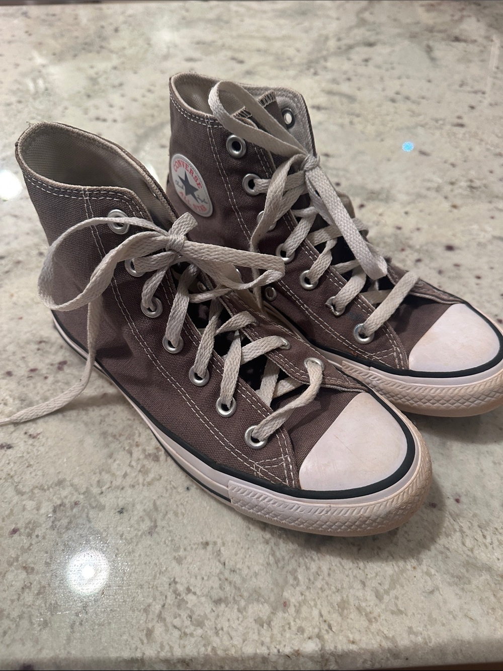 Converse High Top Sneakers - Taupe and White